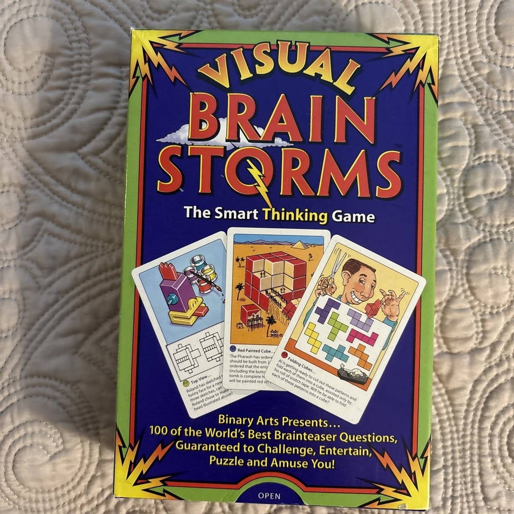 Visual Brain Storms: The Smart Thinking Card Game Binary Arts 1995 Opened Box